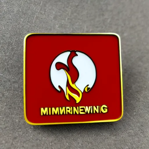 Image similar to minimalistic clean fire warning enamel pin