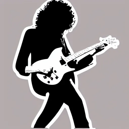 Image similar to 1 9 7 0 - young - jimmy page from led zepelin playing - guitar - solo, sticker - art, svg vector, adobe - illustrator