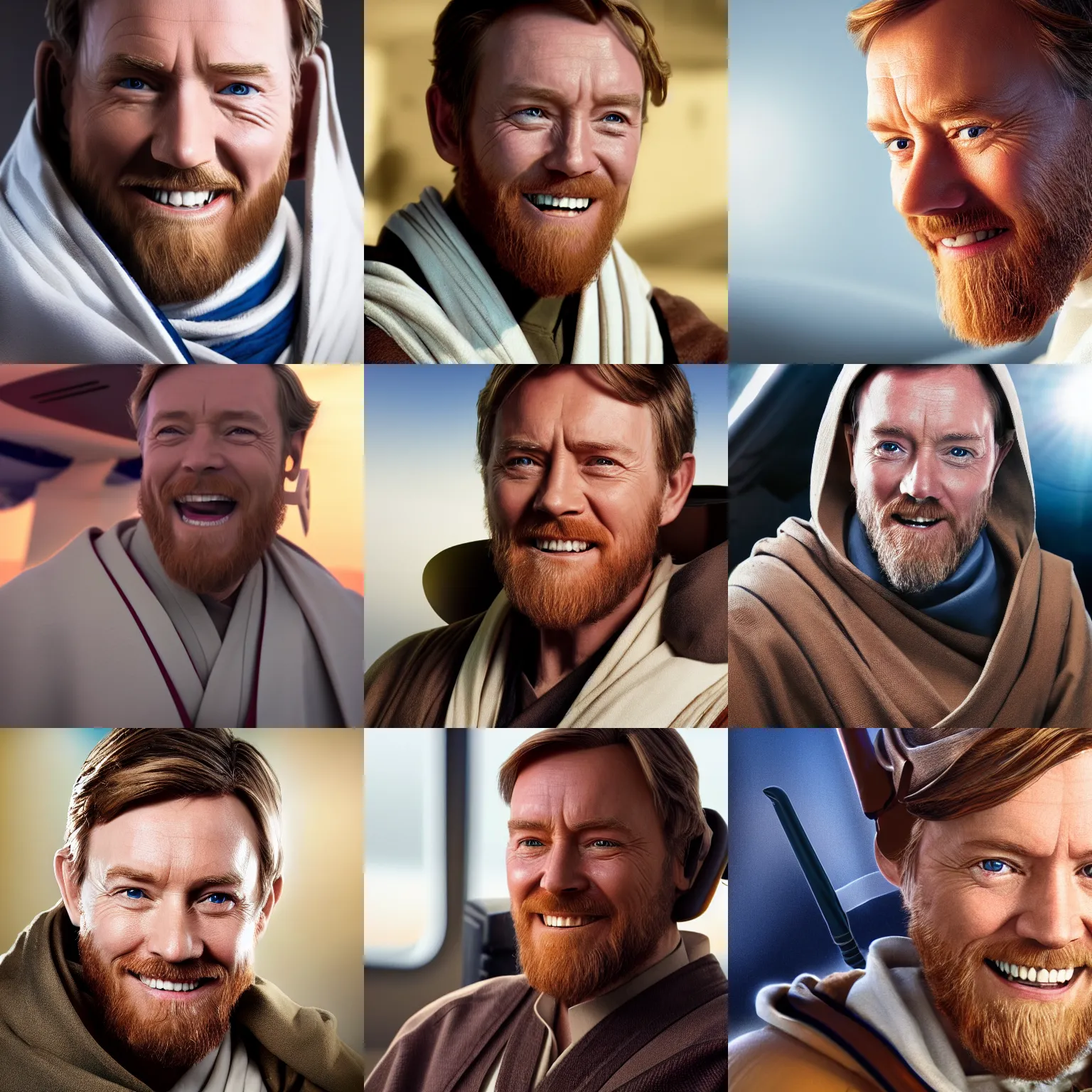 obi wan kenobi as as airplane pilot, smiling, almost | Stable Diffusion ...