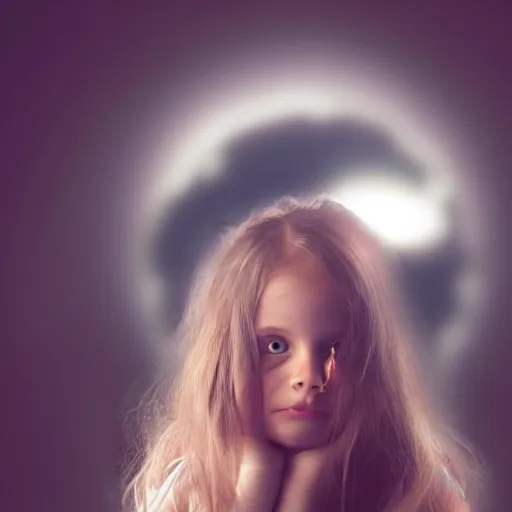 Prompt: face of a young girl in the moon light, ambient lighting, moody, emotive