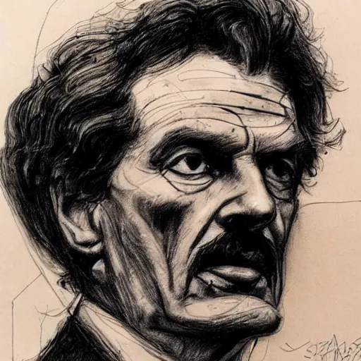 Image similar to a realistic yet scraggly portrait sketch of the side profile of a stern and sophisticated vincent price, trending on artstation, intricate details, in the style of frank auerbach, in the style of sergio aragones, in the style of martin ansin, in the style of david aja, in the style of mattias adolfsson