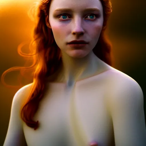 Image similar to photographic portrait of a stunningly beautiful english renaissance female in soft dreamy light at sunset, frozen forest, soft focus, contemporary fashion shoot, in a denis villeneuve and tim burton movie, by edward robert hughes, annie leibovitz and steve mccurry, david lazar, jimmy nelsson, extremely detailed, breathtaking, hyperrealistic, perfect face, octane render