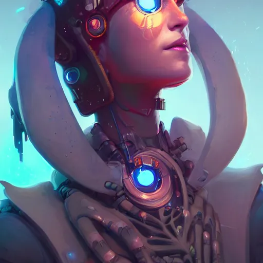 Image similar to a portrait of a beautiful cybernetic shaman, cyberpunk concept art by pete mohrbacher and wlop and artgerm and josan gonzales, digital art, highly detailed, intricate, sci-fi, sharp focus, Trending on Artstation HQ, deviantart, unreal engine 5, 4K UHD image