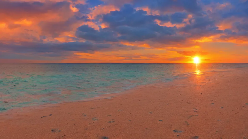 Image similar to A beach with a beautiful sunset