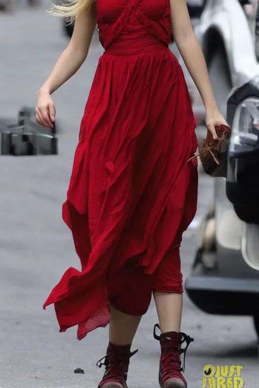 Image similar to annasophia robb wearing red houpelande, bouguereau