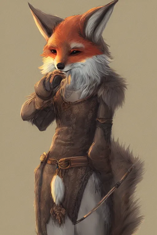 Image similar to an anthropomorphic medieval fox with a fluffy tail, backlighting, trending on artstation, digital art, furry art, trending on furaffinity, fantasy art, by kawacy