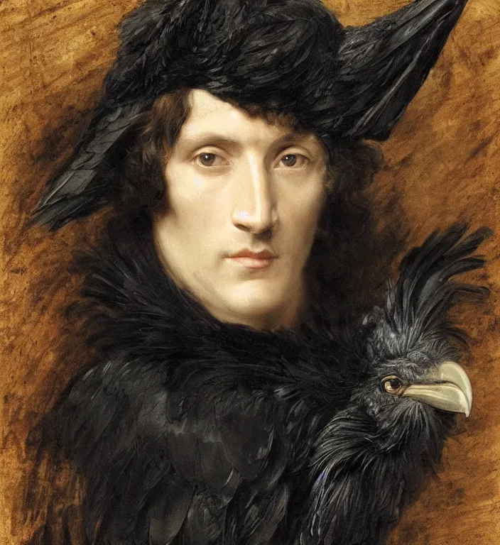 Image similar to a breathtakingly stunningly beautifully highly detailed portrait of a majestic raven, by sidney cooper and rosetti and turner, 4 k