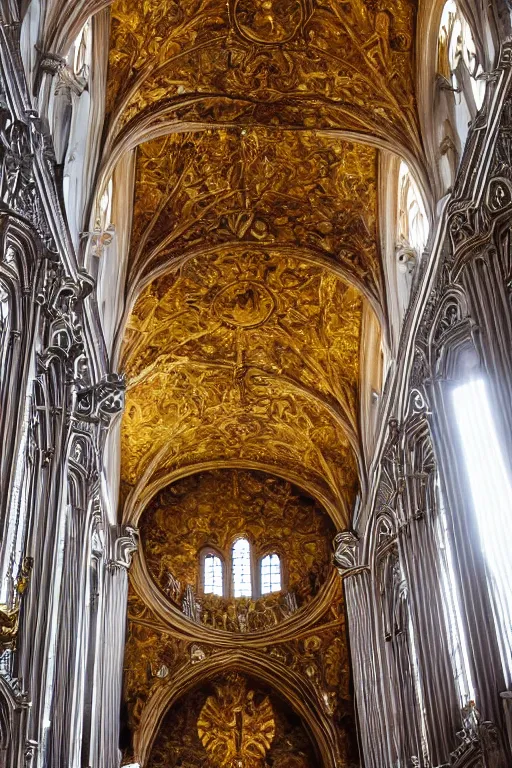 Prompt: photo inside a cathedral, ornate highly detailed intricate