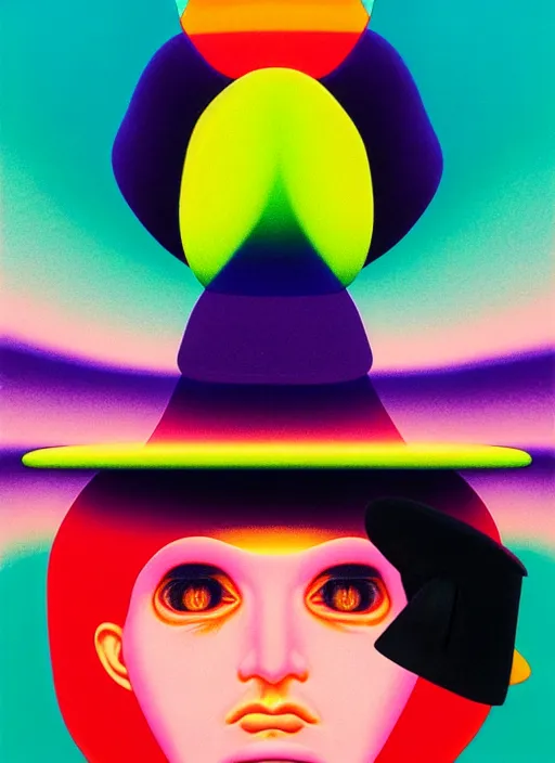 Image similar to witch with hat by shusei nagaoka, kaws, david rudnick, airbrush on canvas, pastell colours, cell shaded, 8 k,