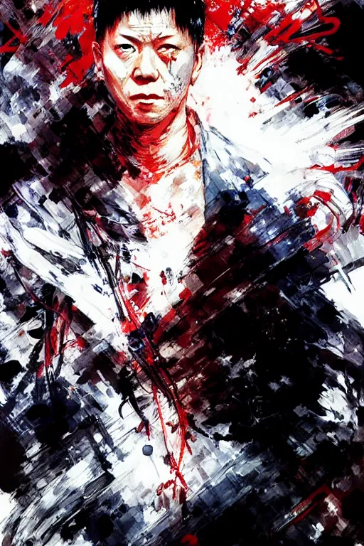 Prompt: gojo satoru from jujutsu kaisen, anime style painting, collaborative artwork of greg ruthowski, yoji shinkawa, ruan jia, exquisitely high quality and detailed