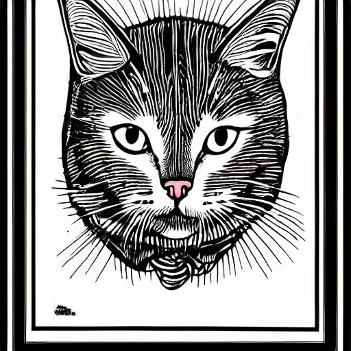 Image similar to cat woodcut print by Samuel Jessurun de Mesquita