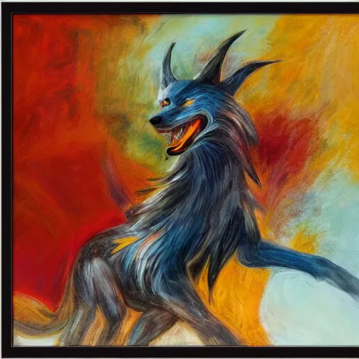 Prompt: fenrir abstract expressionism