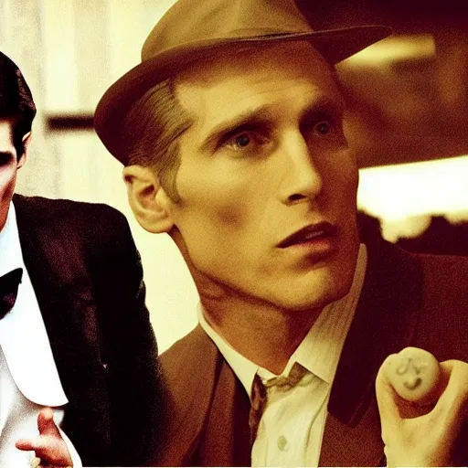 Image similar to Live Action Still of Jerma in The Godfather, real life, hyperrealistic, ultra realistic, realistic, highly detailed, epic, HD quality, 8k resolution, body and headshot, film still