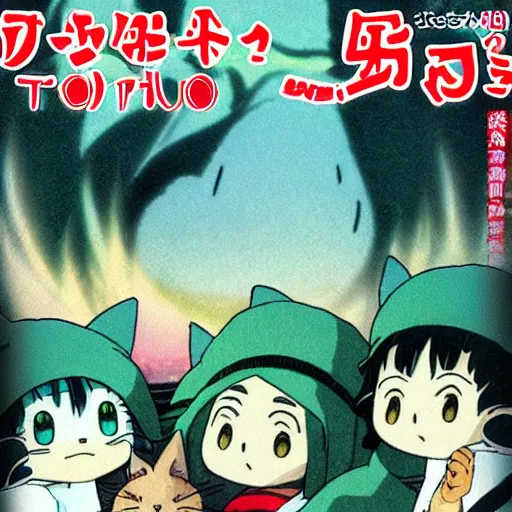 Image similar to studio ghibli tokyotv manga cat