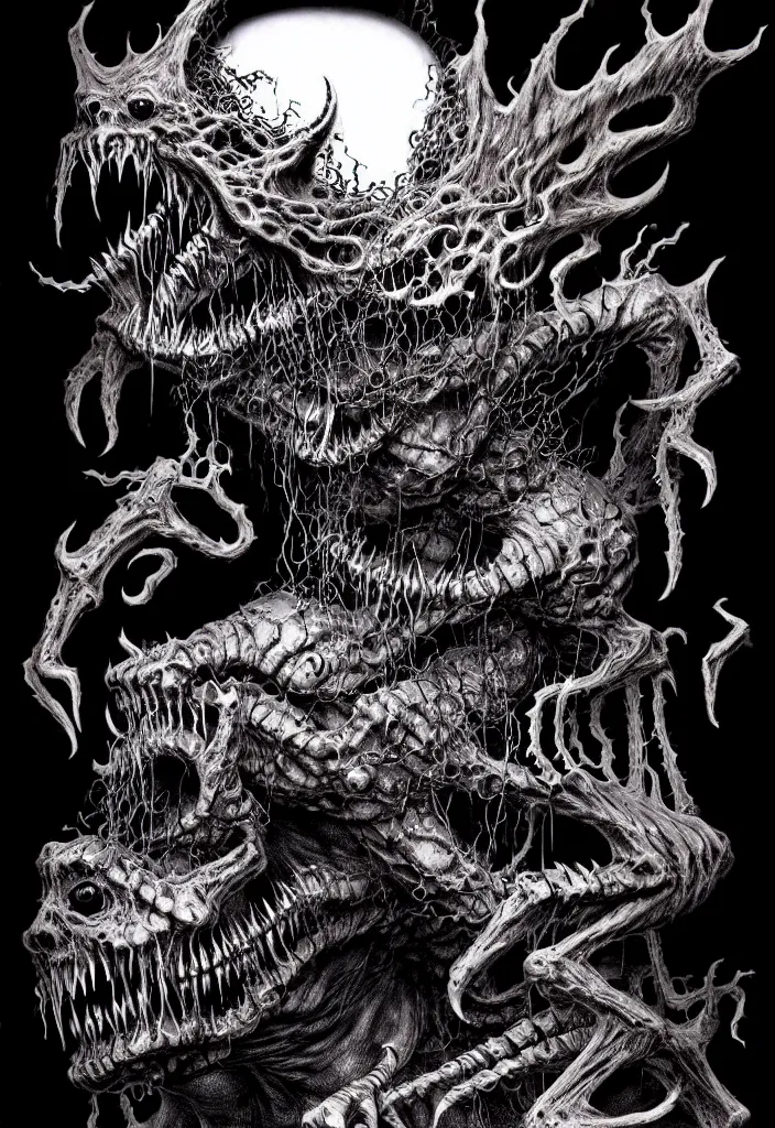 Prompt: a strange eerie magical scary creature in an eerie uncanny hell, translucent neon, horror, concept art, detailed, intricate, award - winning, cinematic, by kentaro miura