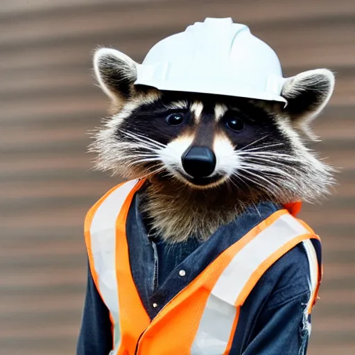 Prompt: a raccoon wearing a hardhat