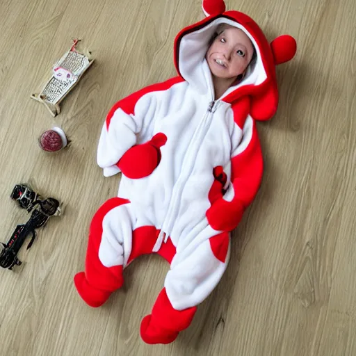 Prompt: red frog kigurumi, 8k, realistic-n 9