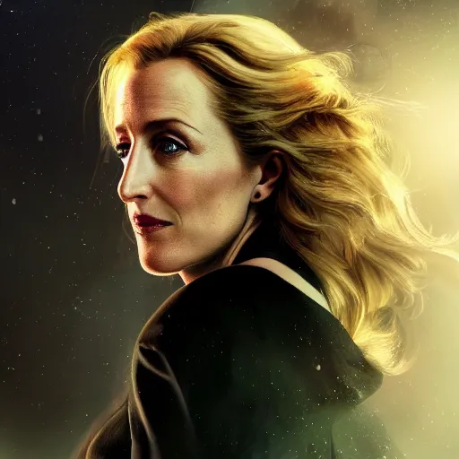 Image similar to gillian anderson portrait, arcane netflix, arcane jayce, arcane vi, arcane jinx, concept portrait, riot, acrace catoon, detailed expression, high quality, cinematic lighting, fantasy, reflective, spotlight, digital artwork