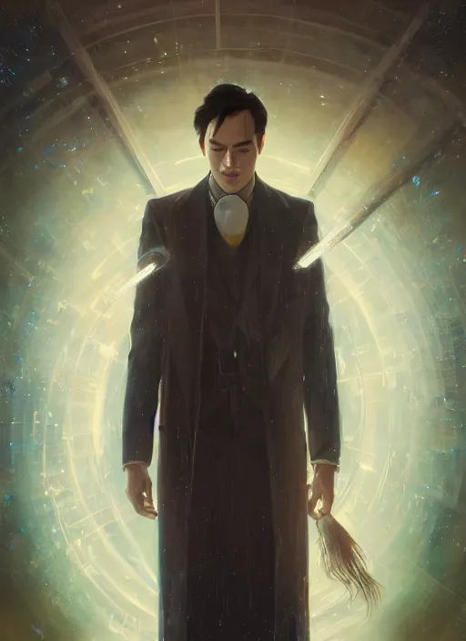 Prompt: JOJI wearing a luxurious suit with lighting and Thunder coming out of him, posing, sigma male, close up, interstellar backdrop, portrait art by alphonse mucha and greg rutkowski, highly detailed, digital painting, concept art, illustration, dim lighting with twilight rays of sunlight, trending on artstation, very detailed, smooth, sharp focus, octane render, close up
