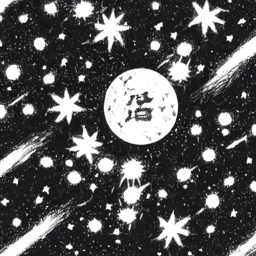 Prompt: a battle tank blasting upwards with yin - yang black and white symbol daoist paint, in a cosmic field