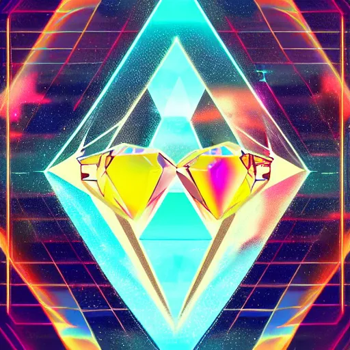 Image similar to diamond gem, epic retrowave art, trending on art station