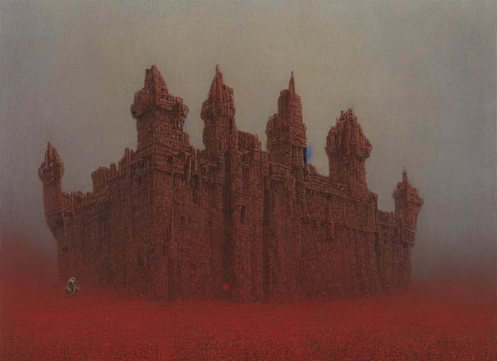 Prompt: magnificent hellish castle in a hellscape, beksinski