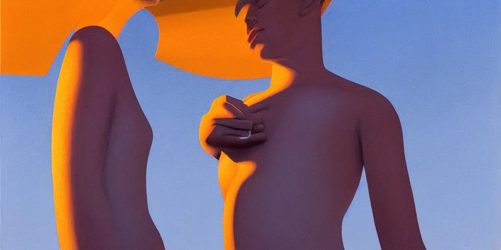 Prompt: statue, blue sky, summer evening, kenton nelson