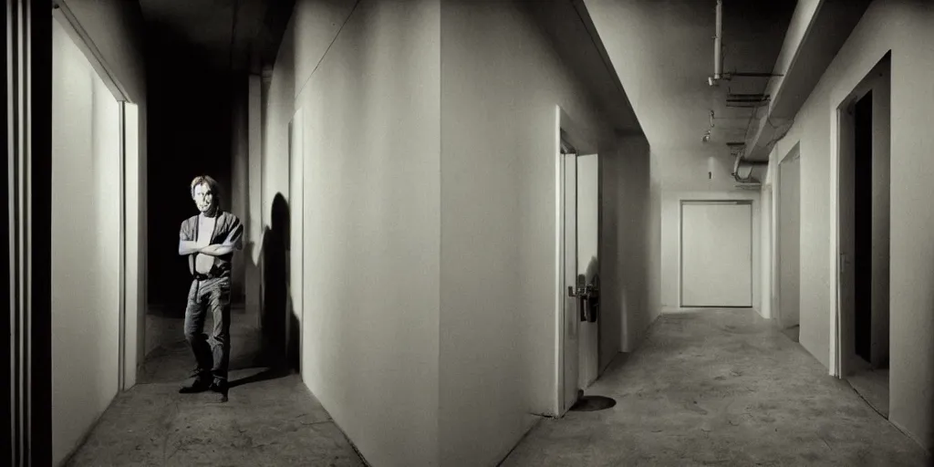 Prompt: award winning photo of JOHN ZORN ENTERING A BUILDING, vivid colors, happy, symmetrical face, beautiful eyes, studio lighting, wide shot art by Sally Mann & Arnold Newman