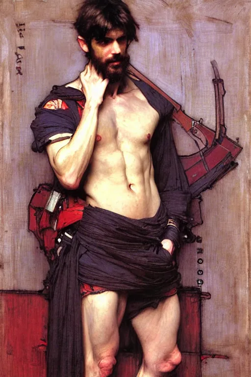 Image similar to male, painting by john william waterhouse, yoji shinkawa, carl larsson, vladimir volegov