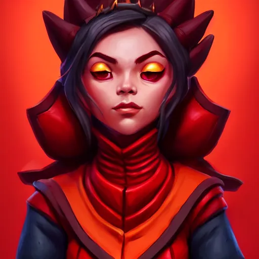 Image similar to female portrait anthropomorphic dragon wearing red clothes, Physically important : she has small head, Mega important : Hearthstone official splash art, perfect master piece, award winning, full body in the graphic style of Patrick Gleason, detailed art, trending on Artstation, sharp focus, comic art