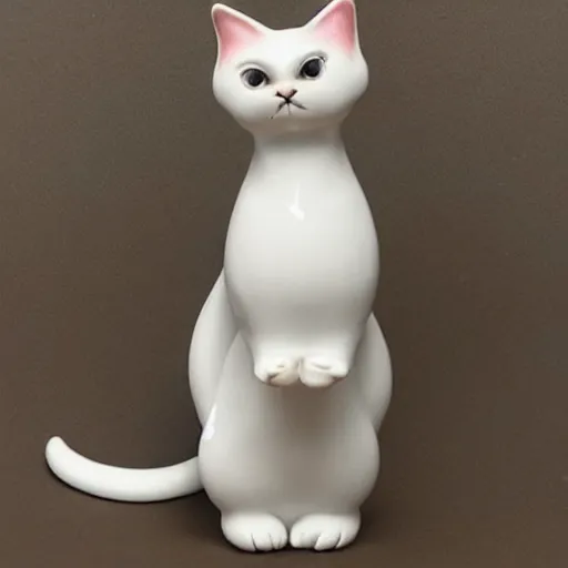 Image similar to porcelain crumpy cat by Rosina Wachtmeister, glossy, 3D, product photo