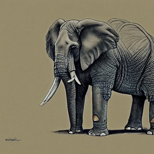 Prompt: an absurd elephant, drawing from the far side