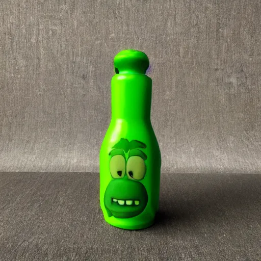 Prompt: a children's bottle inspired and themed by shrek's design, a bottle n the shape of shrek, high quality product, product design, sherek head design as a bottle, sherek toy, kid's bottle, shrek toy, shrek toy, product design