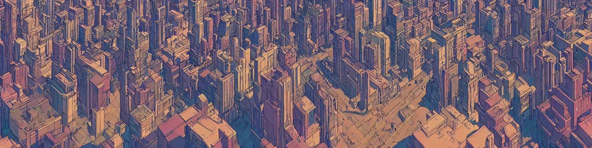 Prompt: panorama view of a city at street level, no cars. sharp focus, cinematic pose, cinematic lighting, unreal engine render. art by josan gonzales and moebius and deathburger.
