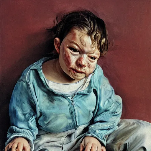 Image similar to high quality high detail painting by lucian freud and jenny saville, hd, happy, cute, pretty, turquoise