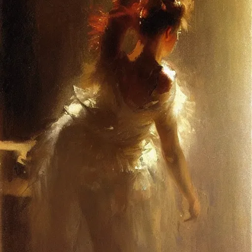 Prompt: portrait of the dancer in the spotlight, by jeremy mann, anders zorn.