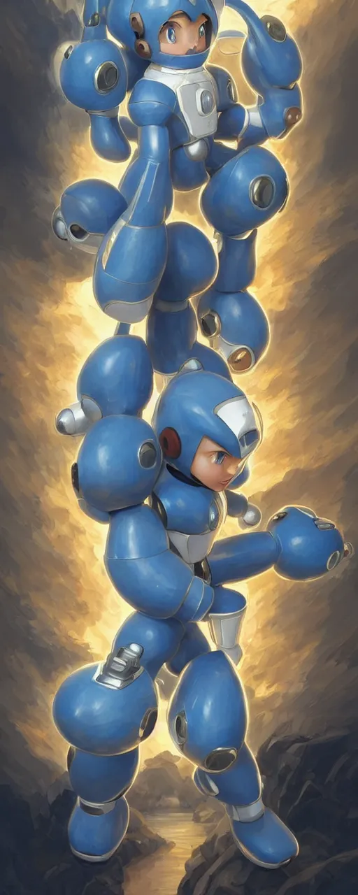 Prompt: perfectly detailed megaman!! blessed by nature with ever - increasing physical mental perfection, symmetrical! intricate, sensual features, highly detailed, biblical divine holy perfection!! digital painting, artstation, concept art, smooth, sharp focus, illustration, art by artgerm and greg rutkowski and alphonse mucha