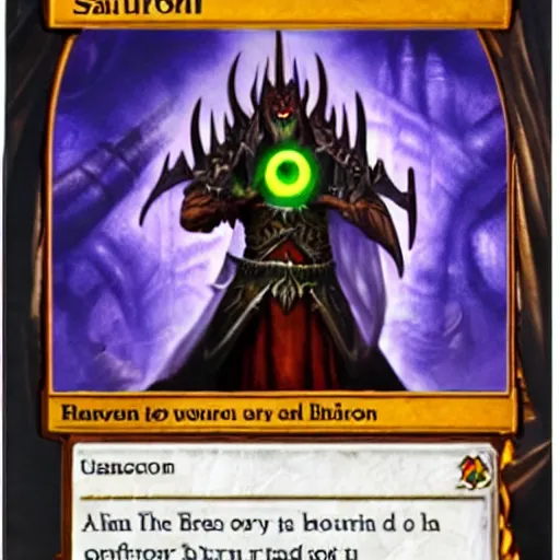 Image similar to sauron as a hearthstone card