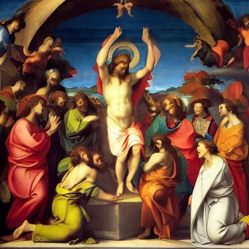 Image similar to ascension of Jesus by Raphael.