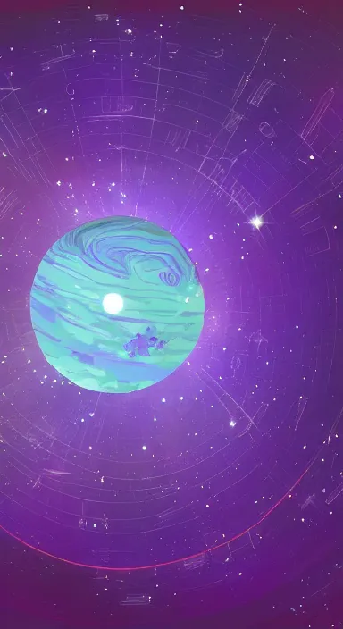 Image similar to layered purple planet space theme, background artwork, digital art, award winning, pixel art