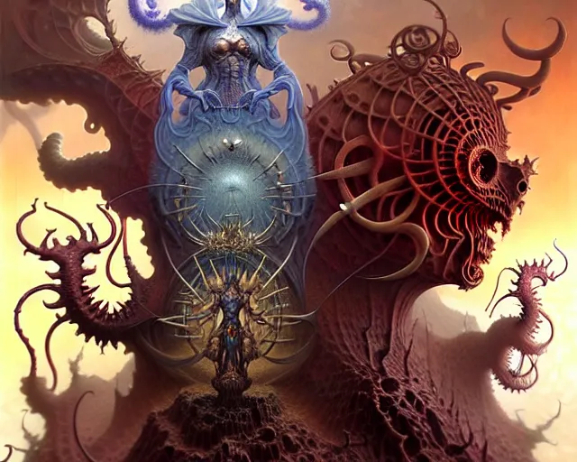 Prompt: the army of hell, fantasy character portrait made of fractals facing each other, ultra realistic, wide angle, intricate details, the fifth element artifacts, highly detailed by peter mohrbacher, hajime sorayama, wayne barlowe, boris vallejo, aaron horkey, gaston bussiere, craig mullins