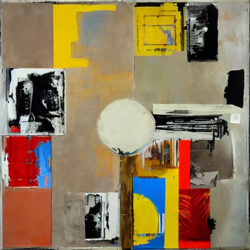 Prompt: art by robert rauschenberg