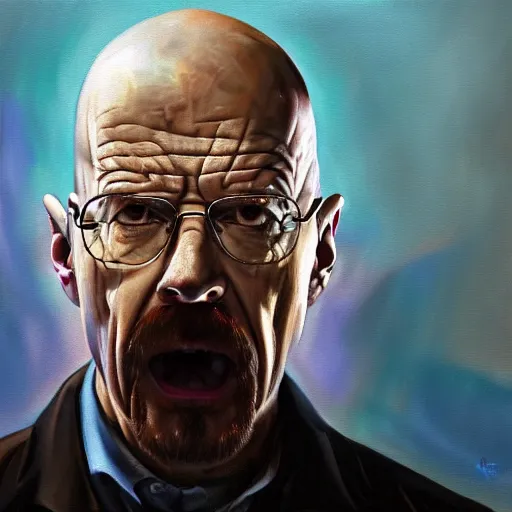 Prompt: very angry walter white raging at a computer, expressive oil painting, trending on artstation, 4k