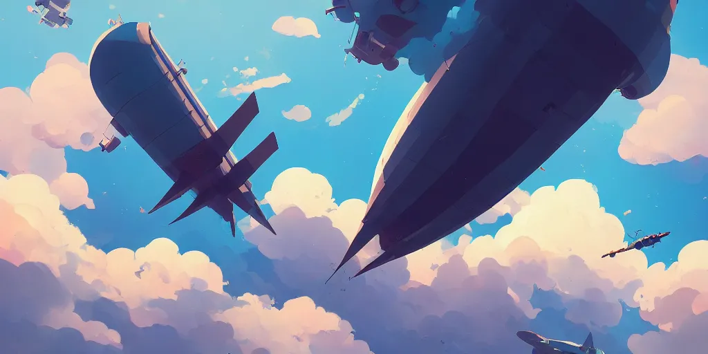 Image similar to a large pirate airship flying among the clouds, soaring through the sky, airship, digital art, pirate, vivid colors, atey ghailan, james gilleard, beautiful, highly detailed, trending on art station