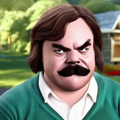 Image similar to jack black as ned flanders, realistic, unreal engine