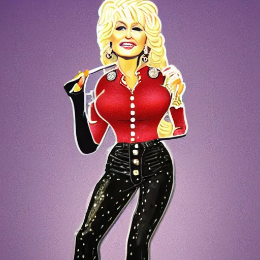 Prompt: tooled leather dolly parton