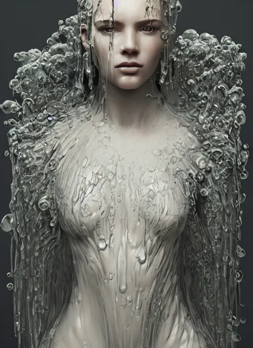 Image similar to sculpture made of water, portrait, future, shaman, harper's bazaar, vogue, magazine, insanely detailed and intricate, concept art, ornate, luxury, elite, elegant, trending on artstation, by ruan jia, by Kenneth Willardt, by ross tran, by WLOP, by Andrei Riabovitchev,