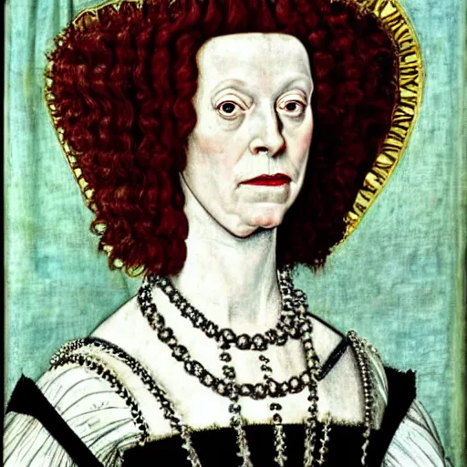 Image similar to sigourney weaver as queen elizabeth i, elegant portrait by sandro botticelli, detailed, symmetrical, intricate