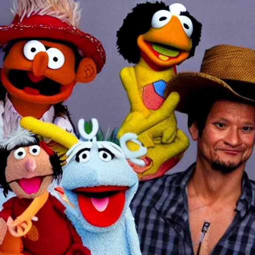 Prompt: luffy in the Muppet show