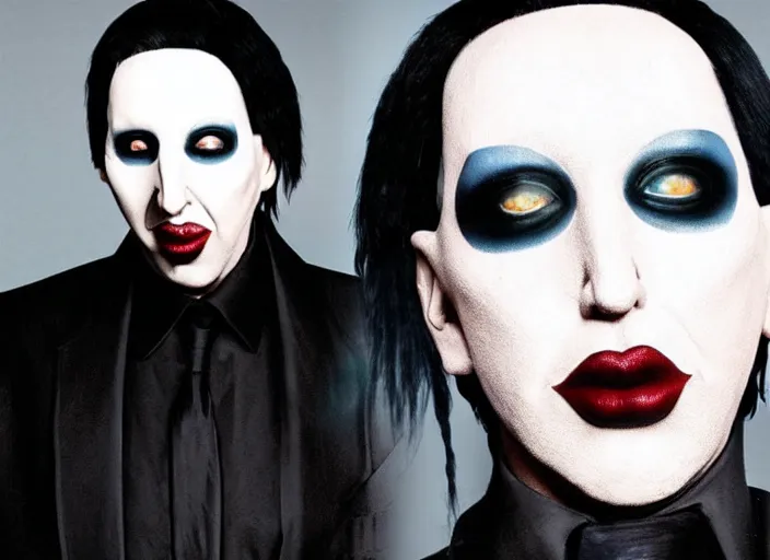 Image similar to marilyn manson robocop illuminati ritual